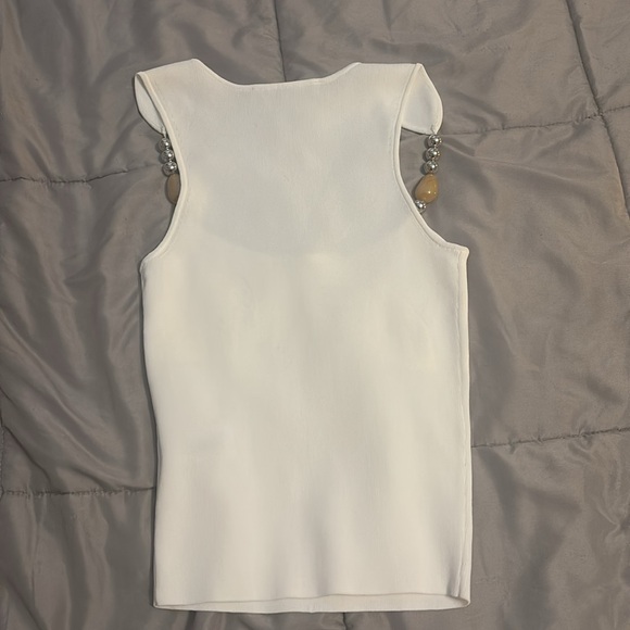 tank white zara shirt with small stain (shown in slide #2) and beaded at the top - Picture 6 of 6